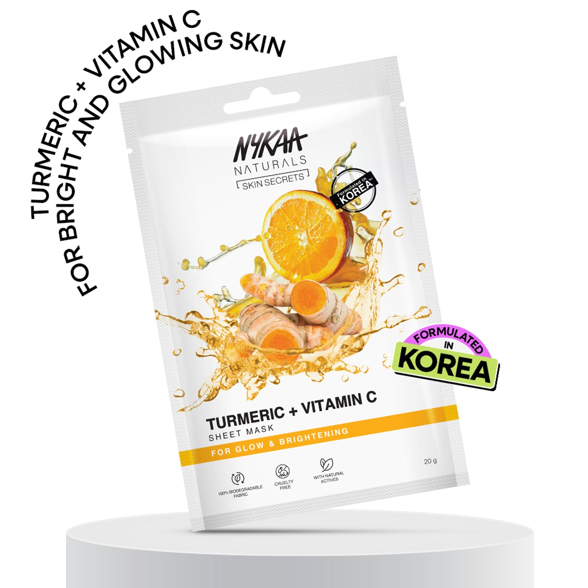 Nykaa Naturals Korean Sheet Mask With Turmeric & Vitamin C For Glow & Brightening