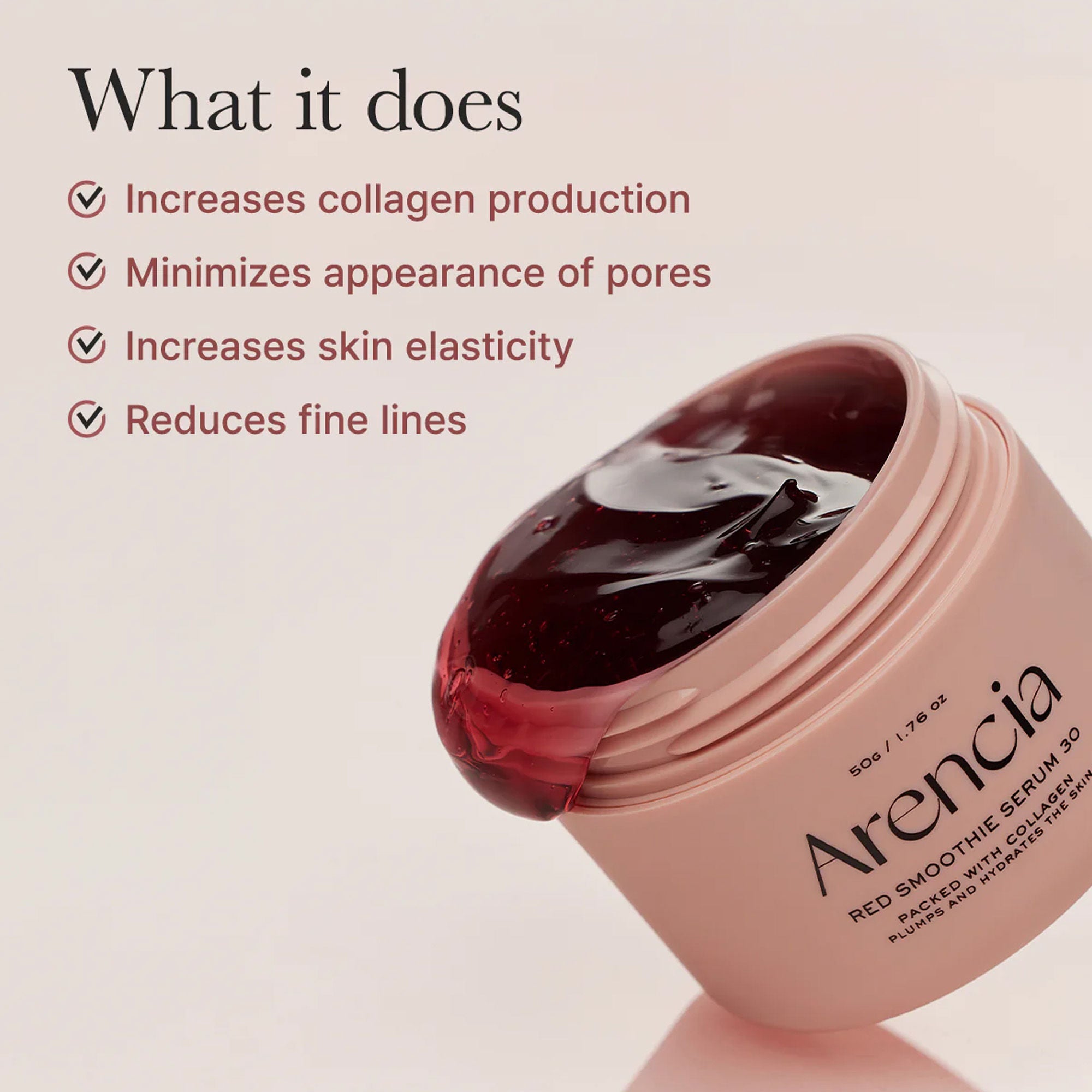Arencia Red Smoothie Serum 30 - Anti-Aging Korean Serum with Vegan Collagen, Niacinamide & Peptides