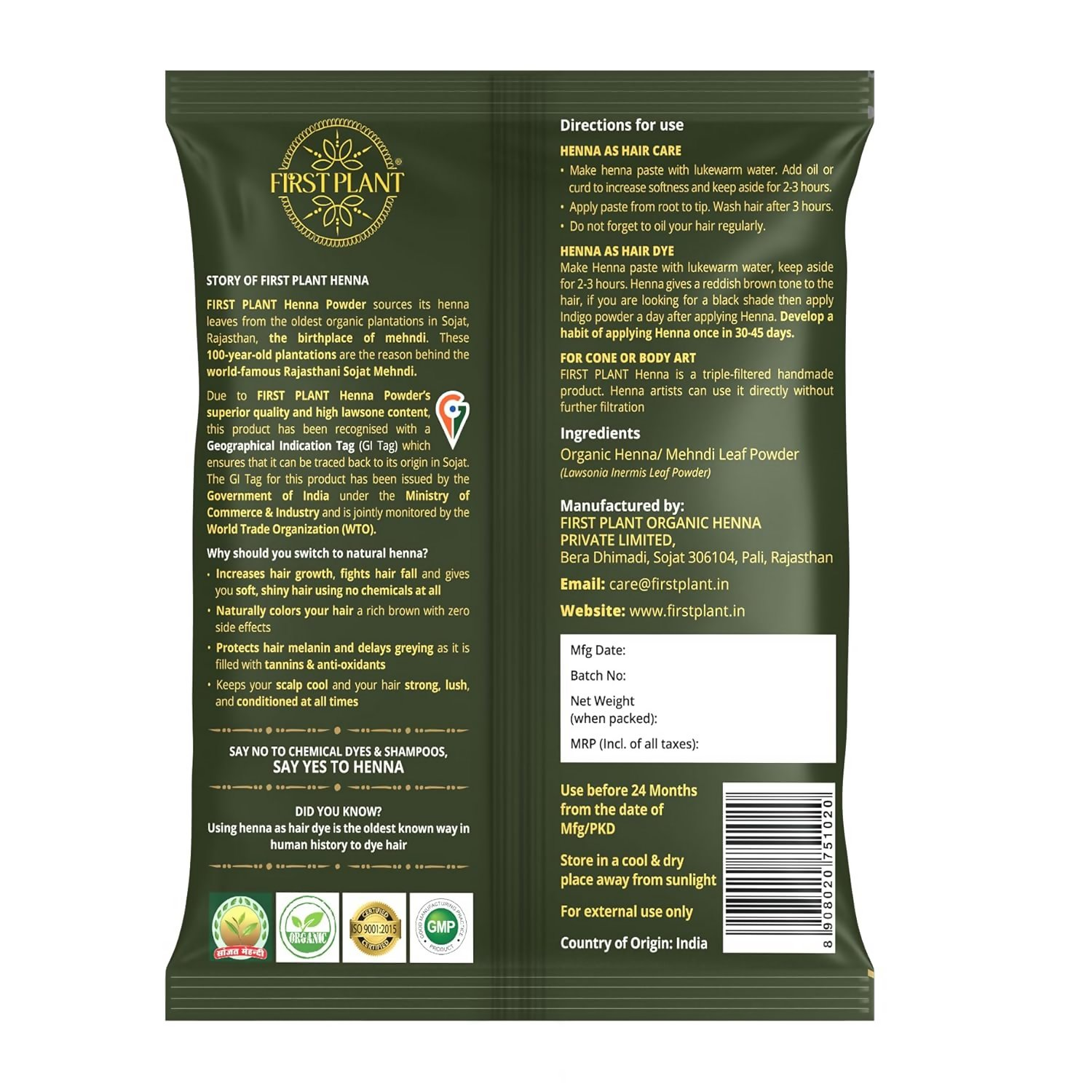 First Plant Premium Rajasthani Henna Powder