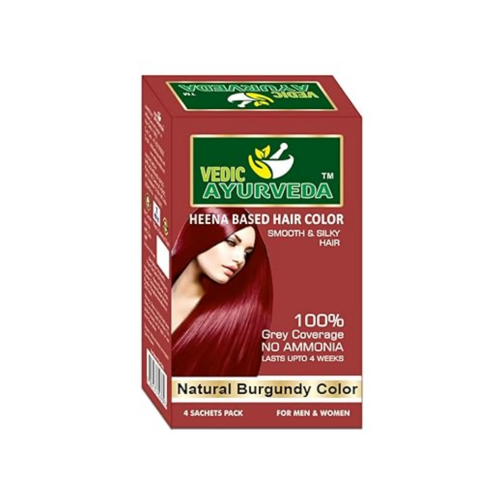 VedicAyurveda Henna Based Hair Colour, burgundy and Chestnut Brown