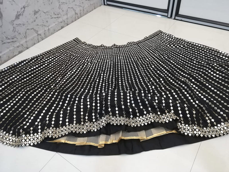 Aastha fashion off black Lehenga Choli with organza silk  blouse fabric