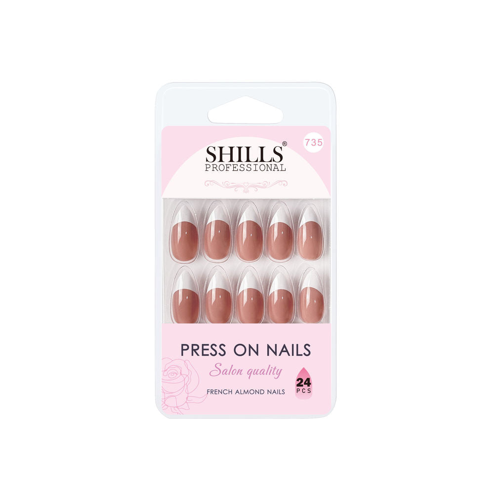 Shills Professional Reusable Press On Nails French Almond - SPN735
