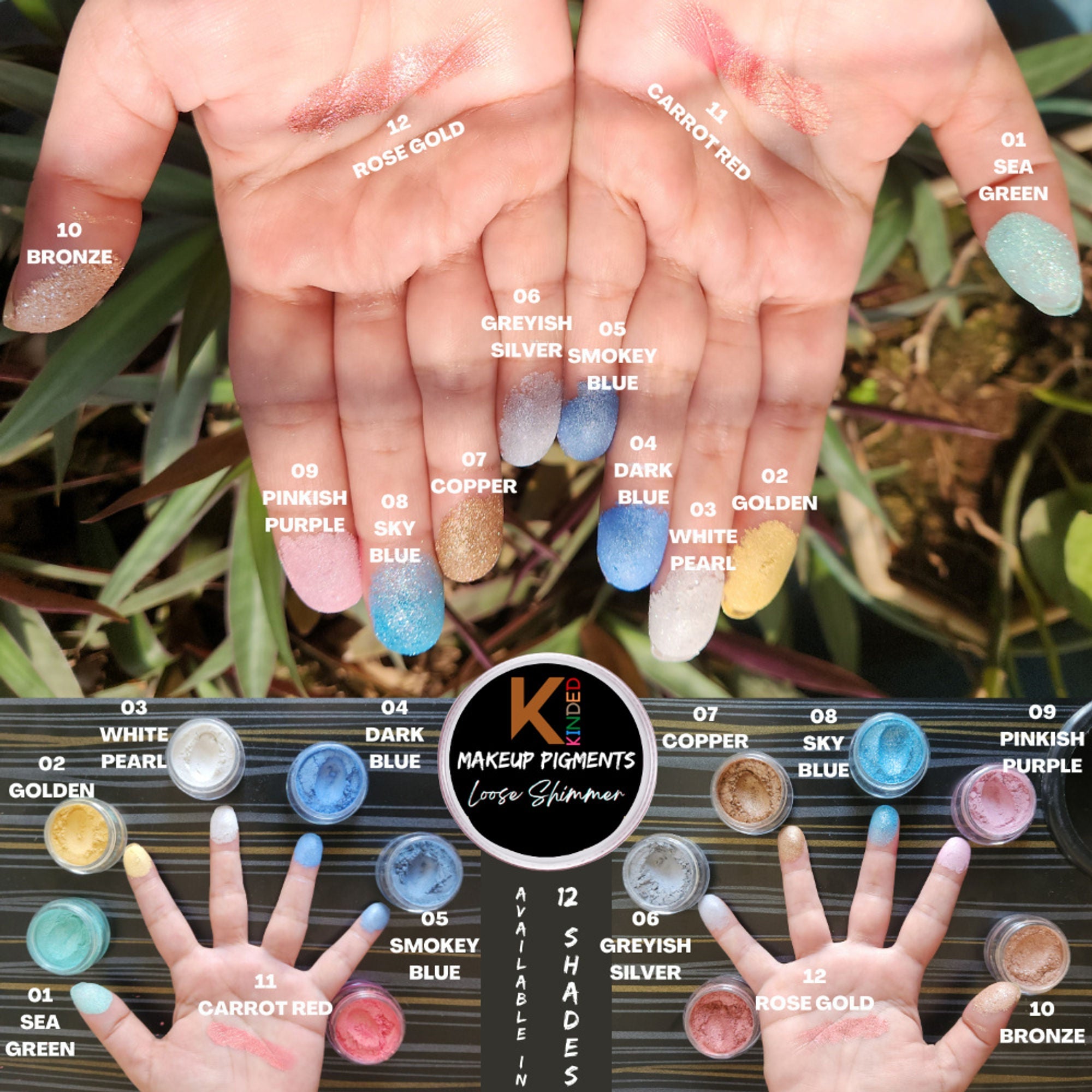 KINDED Loose Shimmer Makeup Foil Pigments Powder - Smokey Blue