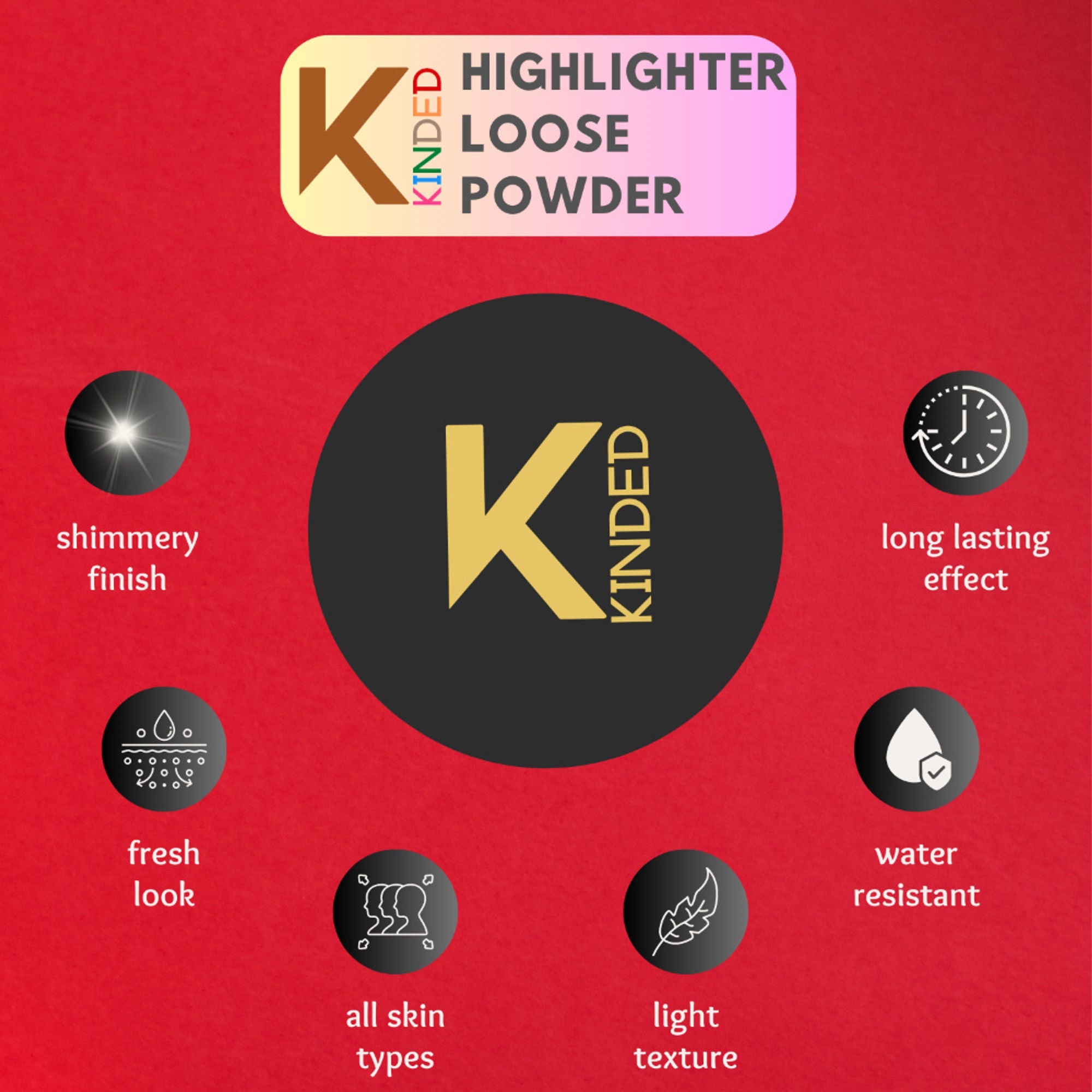 KINDED Highlighter Loose Powder - Shimmer Translucent White