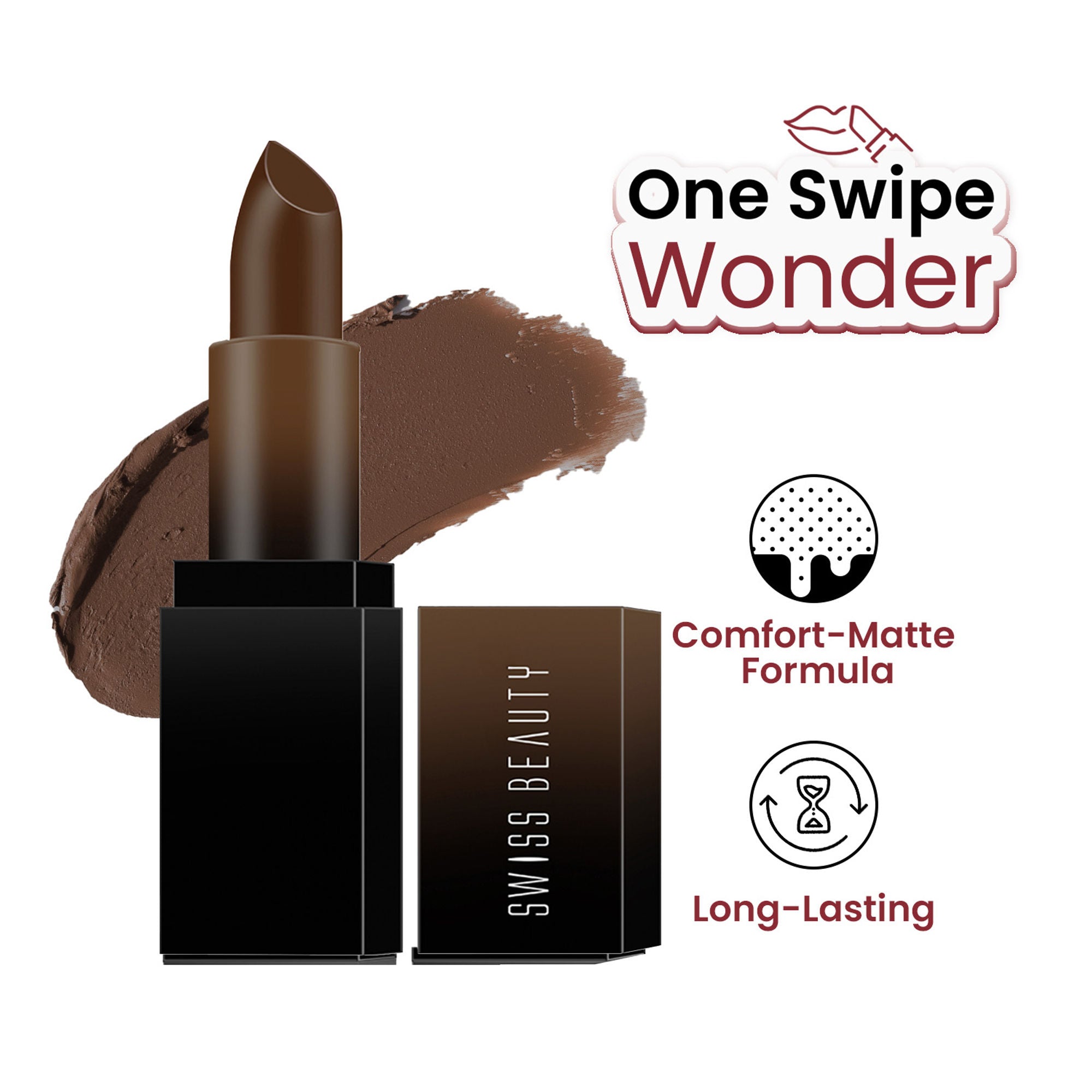 Swiss Beauty HD Matte Lipstick , High Coverage , Lightweight - 18 Coffee