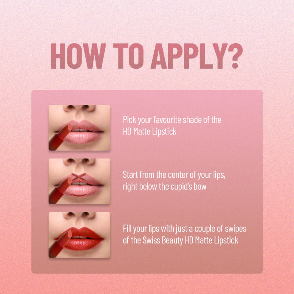 Swiss Beauty HD Matte Lipstick , High Coverage , Lightweight - 17 Fresh Red