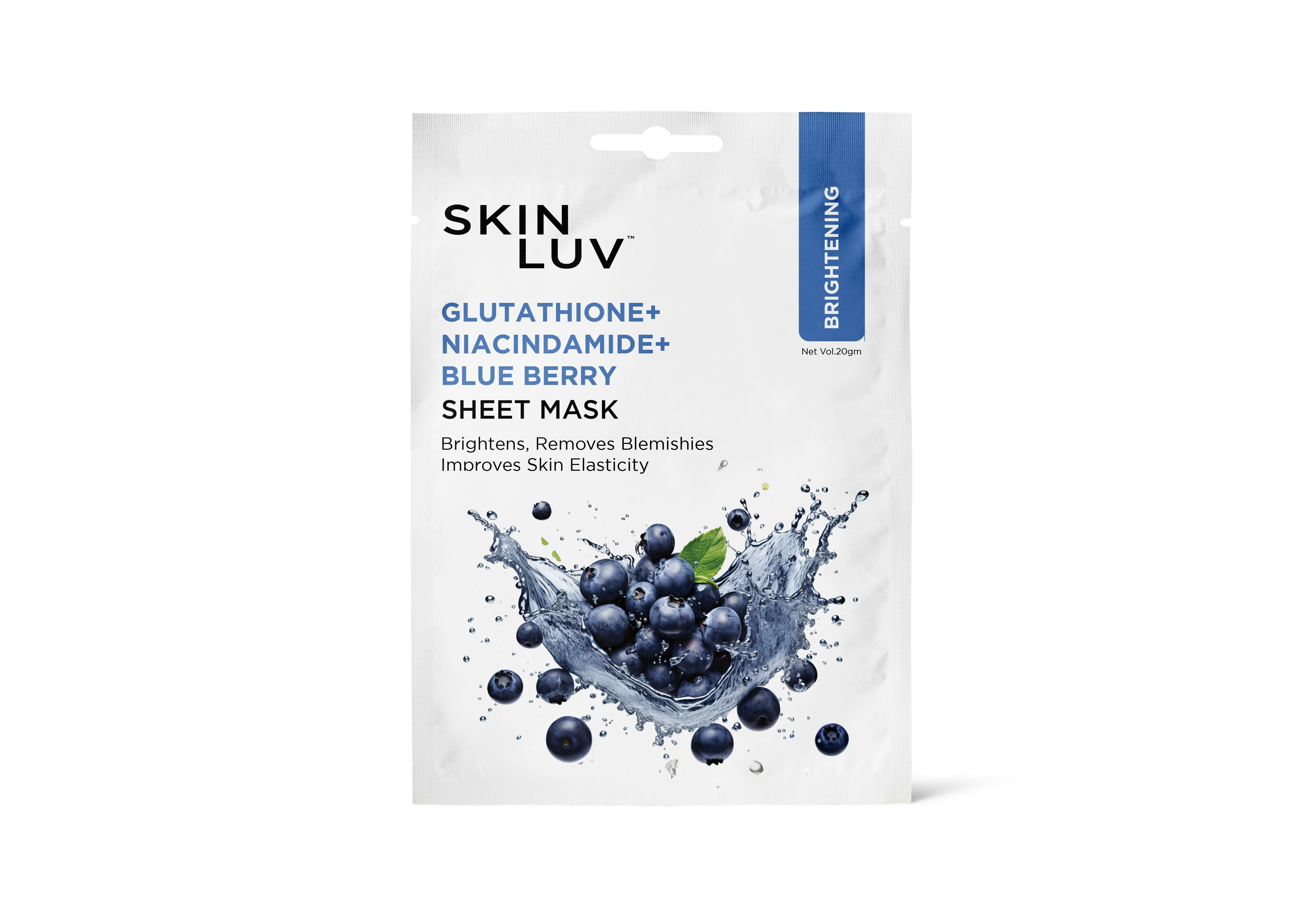 SkinLuv Blueberry + Glutathione + Niacinamide Brightening Sheet Mask