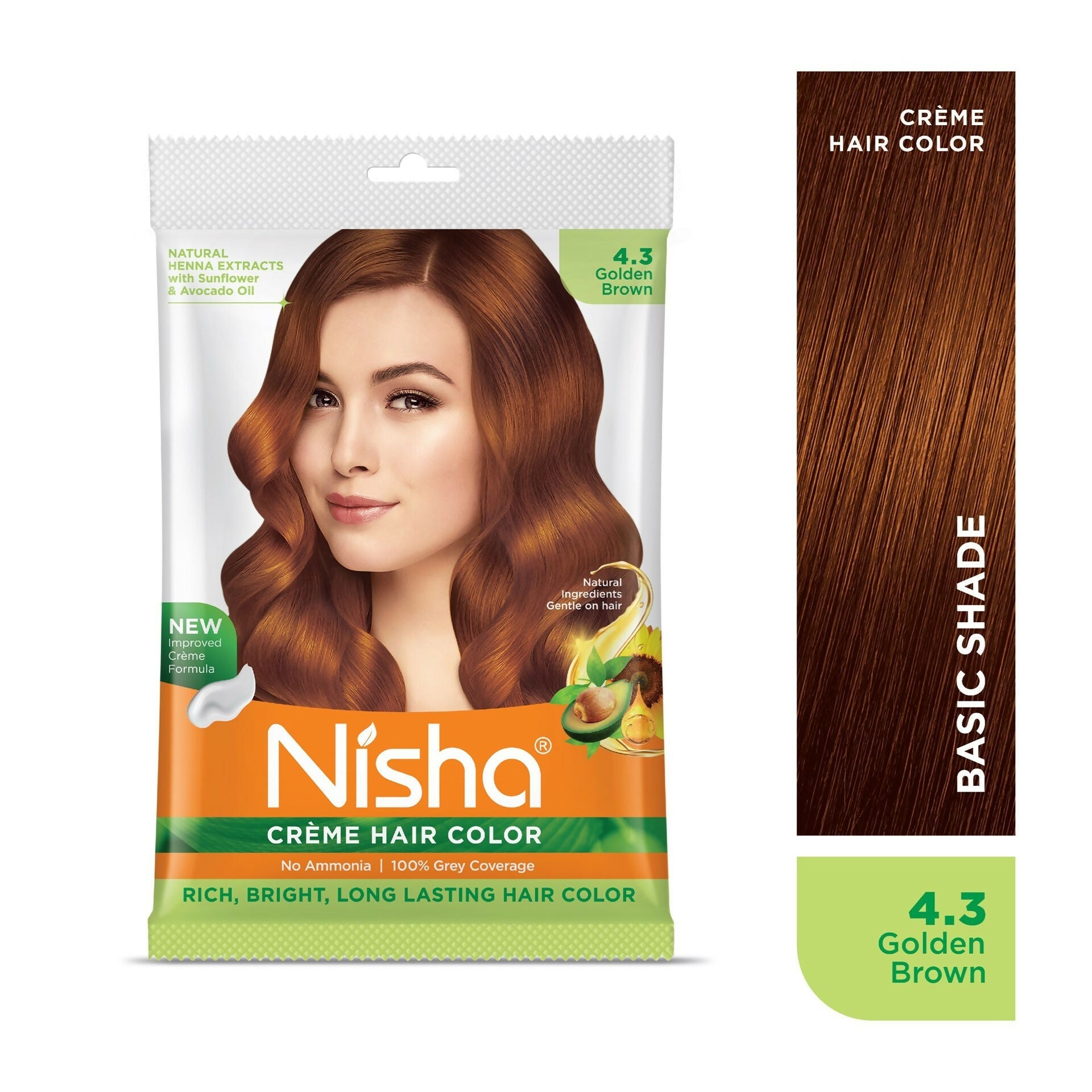 Nisha Creme Hair Color for Women - Golden Brown
