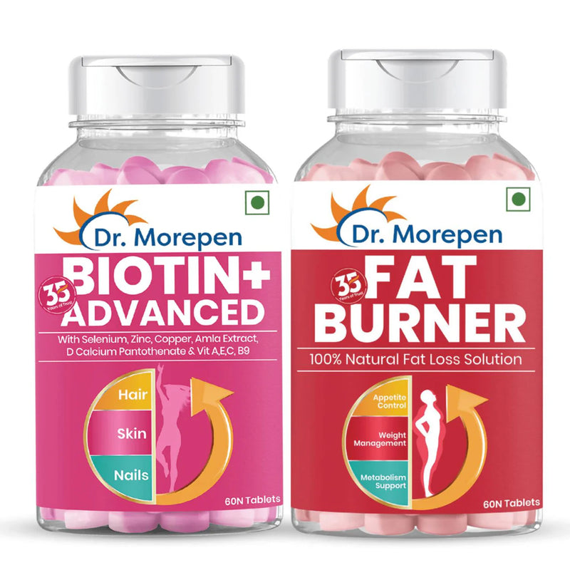 Dr. Morepen Biotin+ Advanced Tablets and Fat Burner Tablets Combo -combo