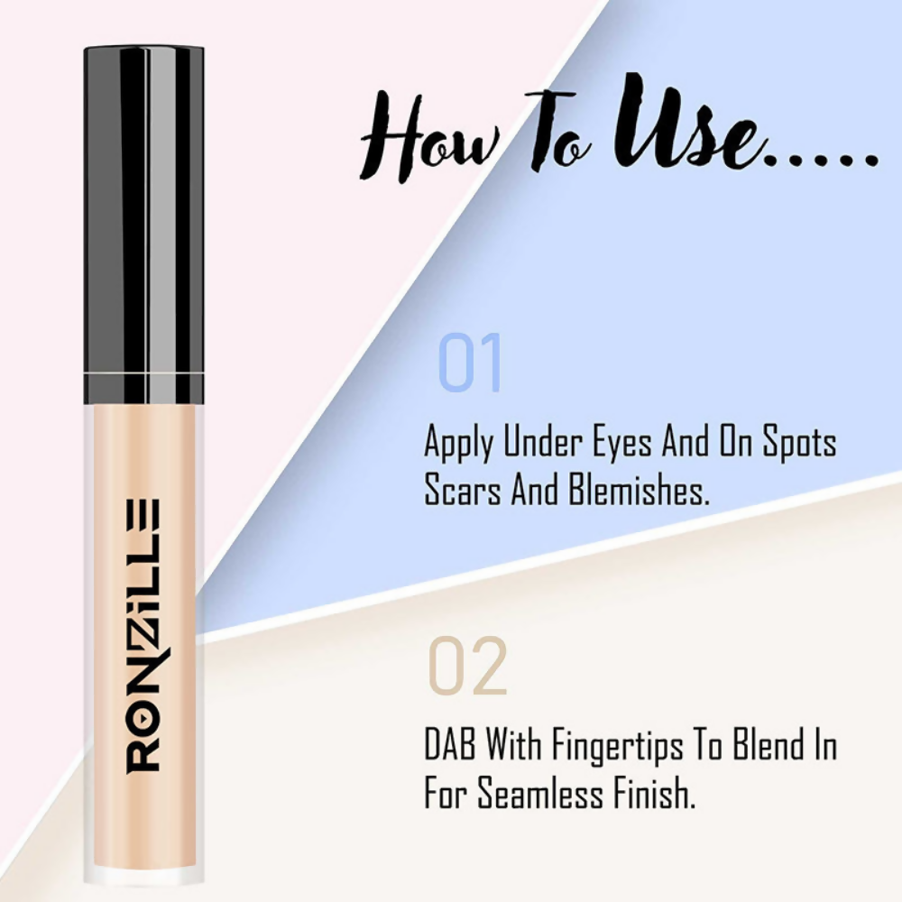 Ronzille Hd Finish Full Coverage Liquid Concealer - Medium Beige 02