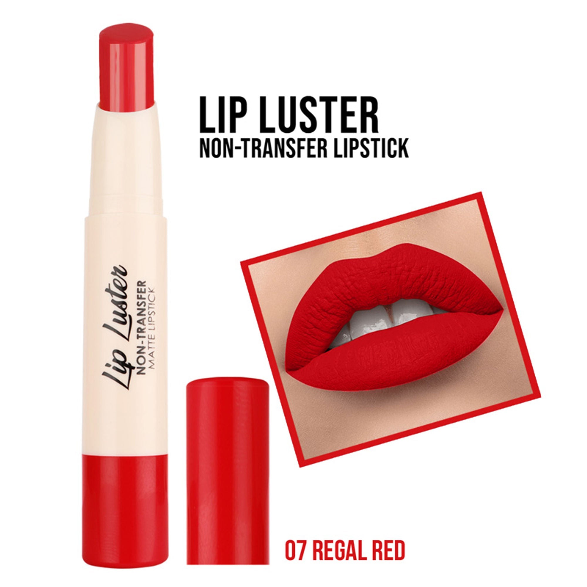 Lyon Beauty Lip Luster Non Transfer Matte Lipstick - Regal Red 07
