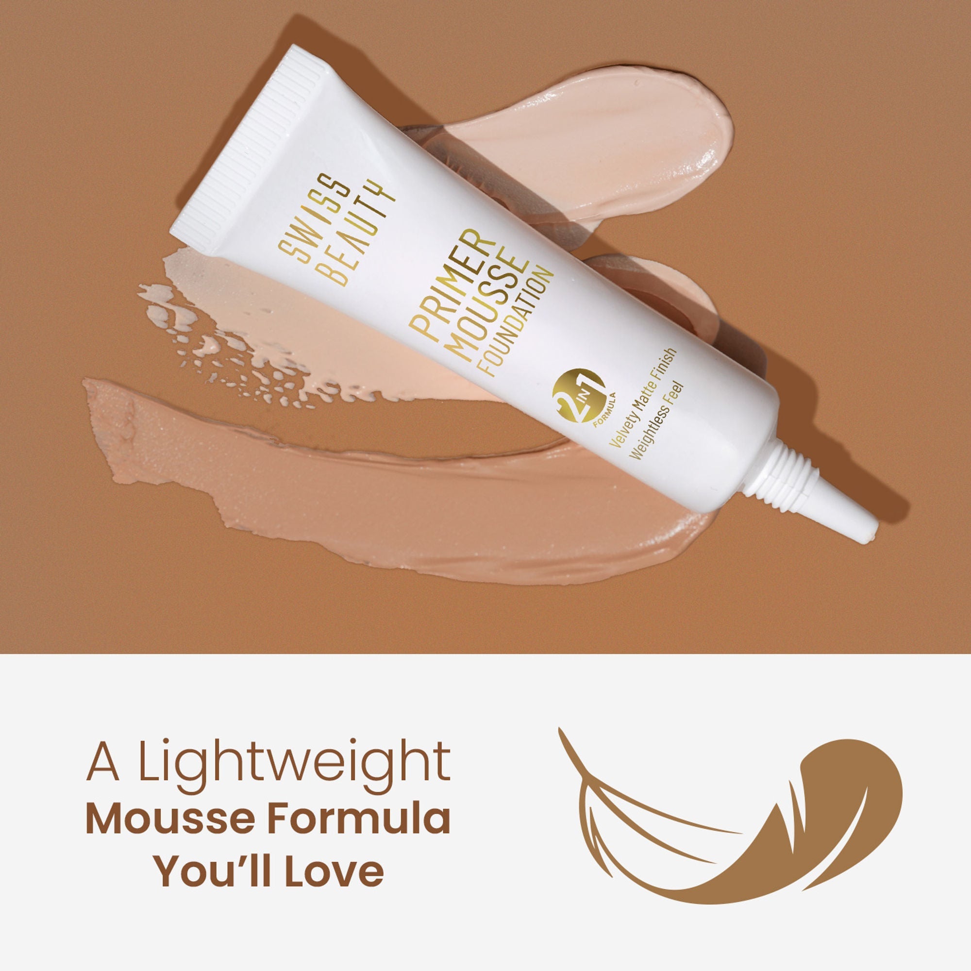 Swiss Beauty Primer Mousse Foundation - 10 Caramel Roast