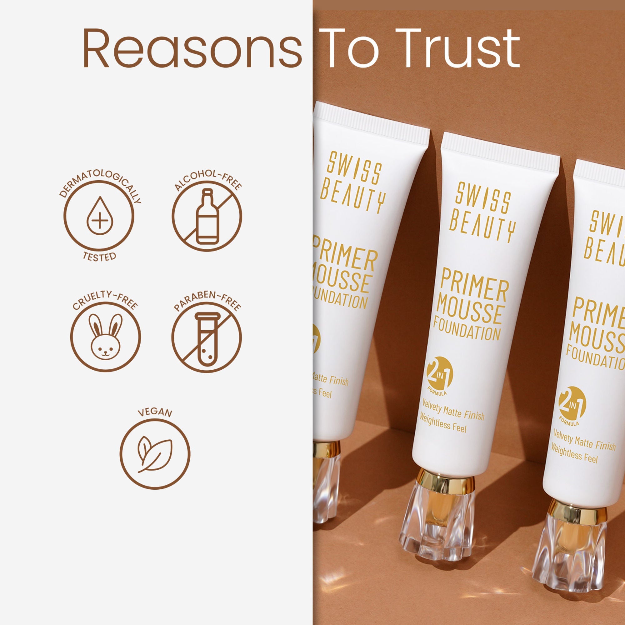 Swiss Beauty Primer Mousse Foundation - 10 Caramel Roast