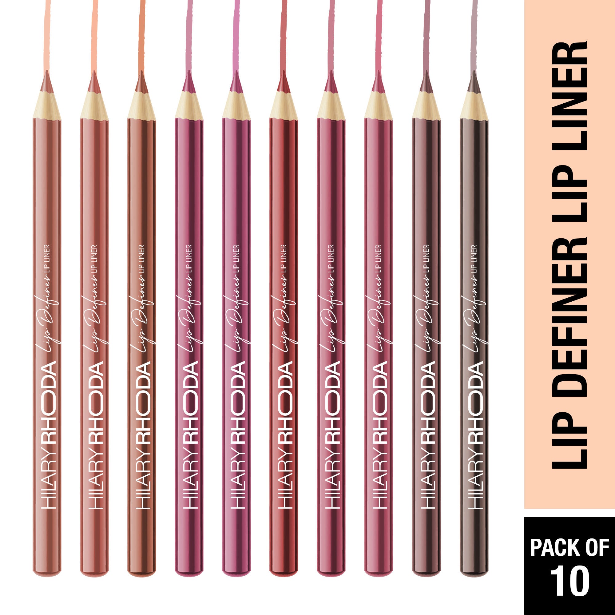 Hilary Rhoda Lip Definer Matte Lip Liner - Set Of 10