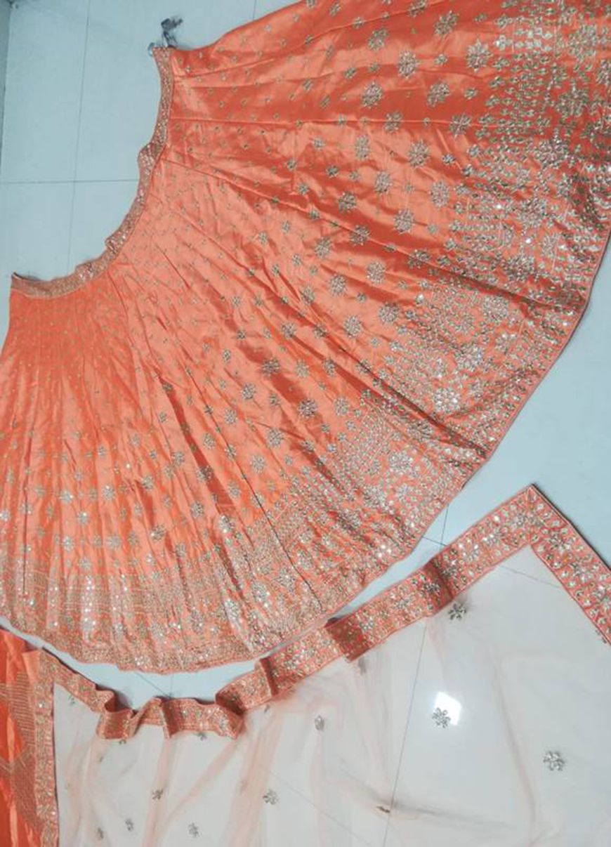 Aastha fashion Orange Devsena lehanga blouse Embroidered work - Prithvi Mart