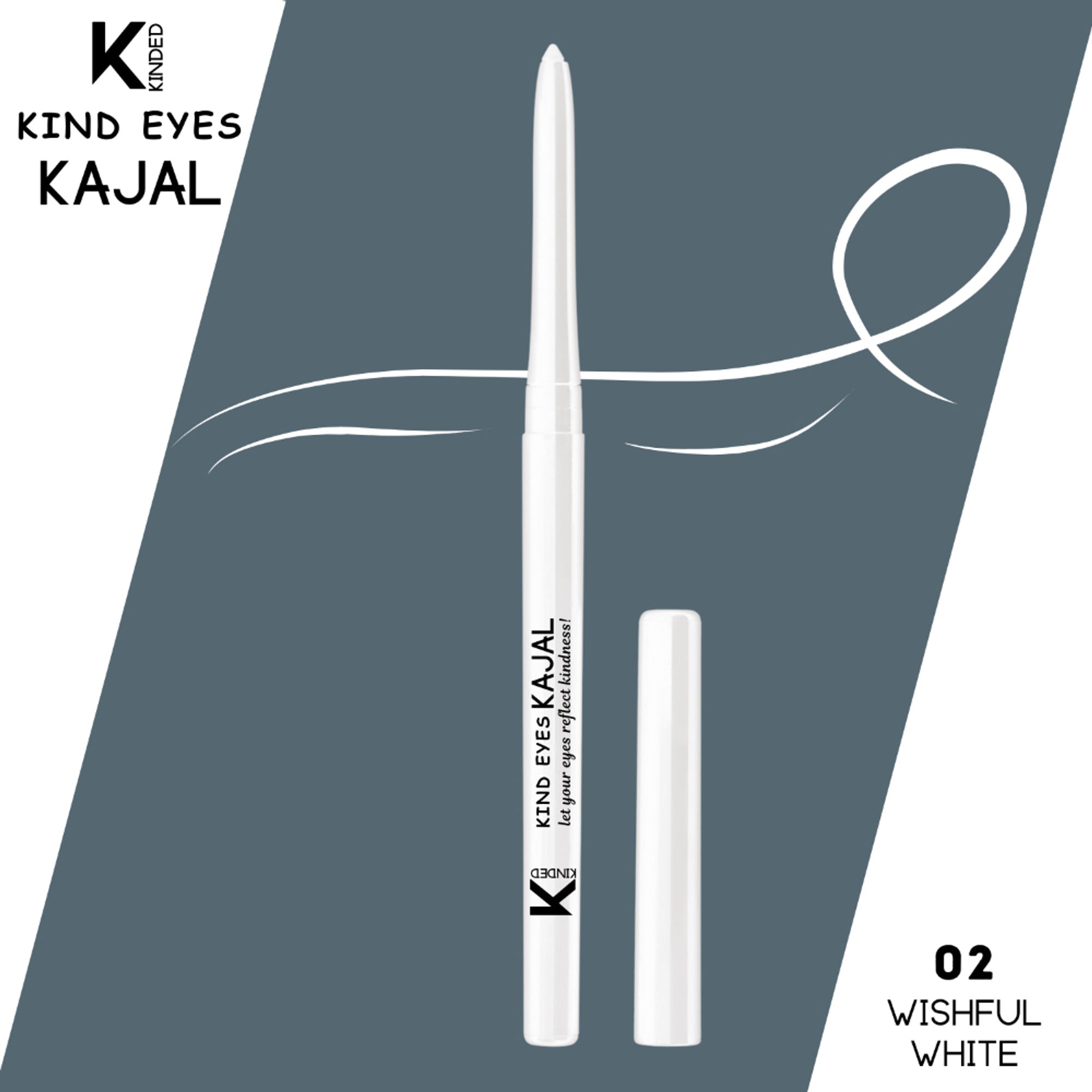KINDED Kind Eyes Kajal 3 In 1 Kohl Kajal Eye Liner Smokey Eye Shadow - 02 Wishful White
