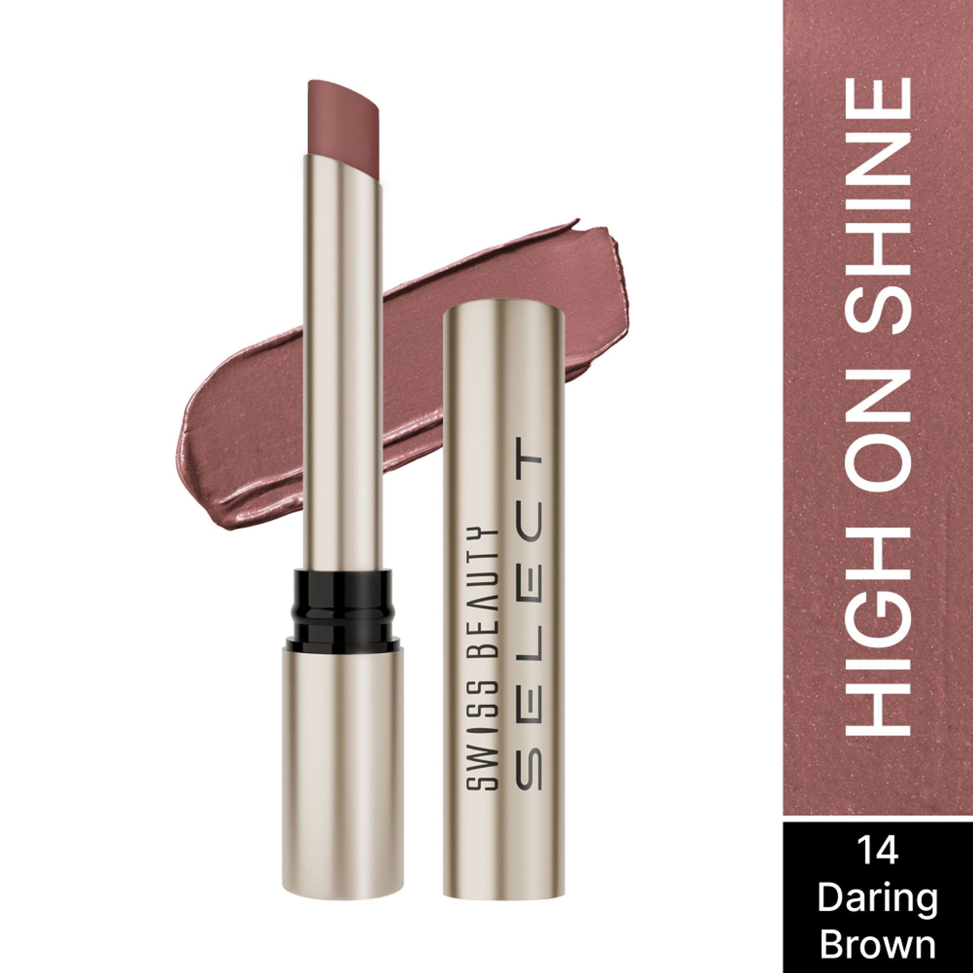 Swiss Beauty Select High On Shine Lipstick - Daring Brown