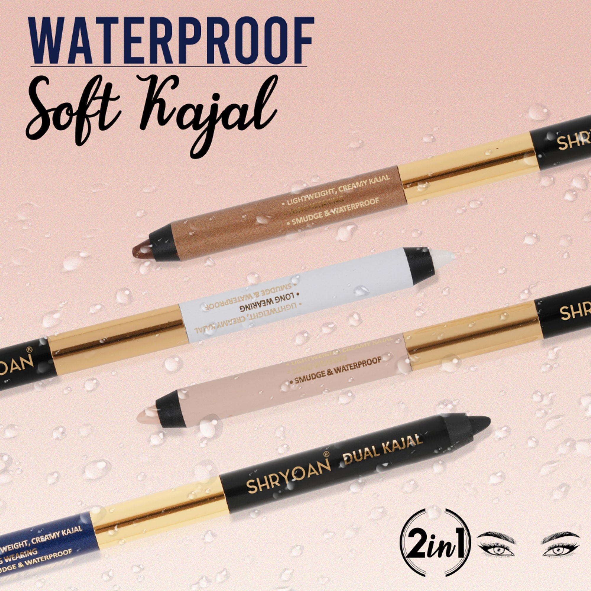 Shryoan Shimmery Dual Kajal with Sharpener - Black-Brown - Black-blue