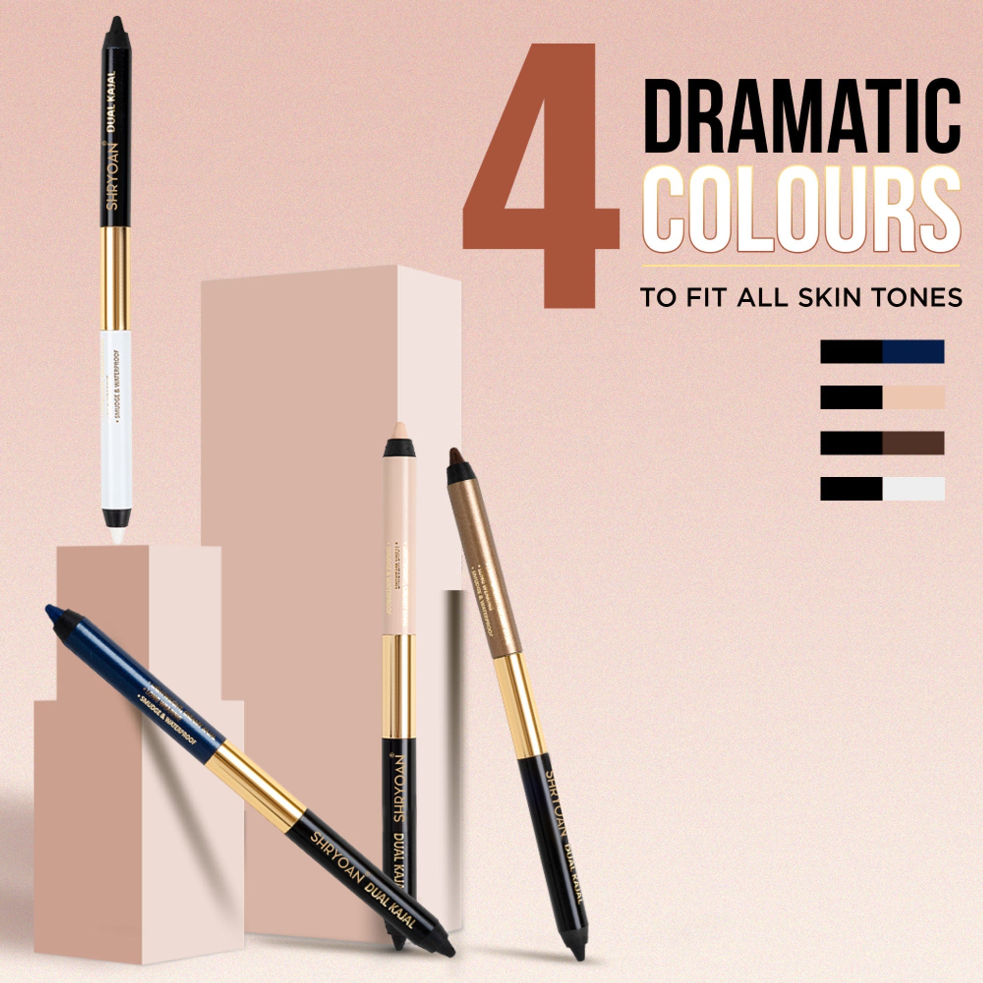 Shryoan Shimmery Dual Kajal with Sharpener - Black-Brown - Black-blue
