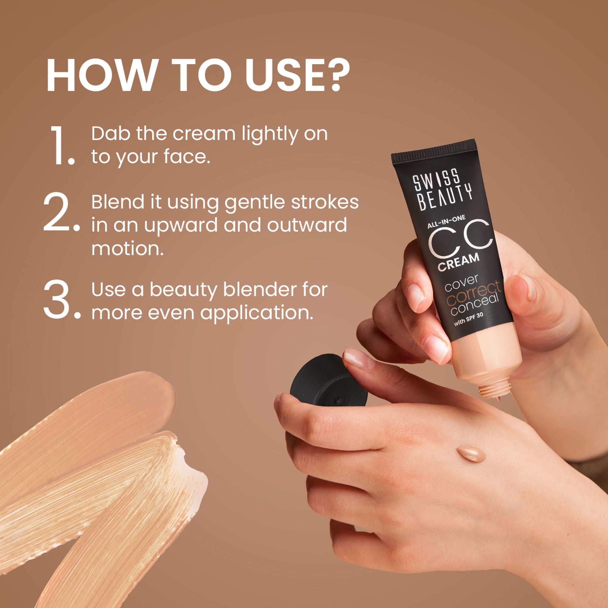 Swiss Beauty All-In-One CC Cream Cover Correct & Conceal - 01 Light Ivory