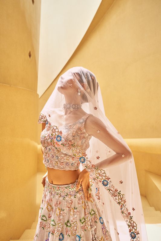 Aastha fashion  Rosegold lehanga blouse Embroidery Work