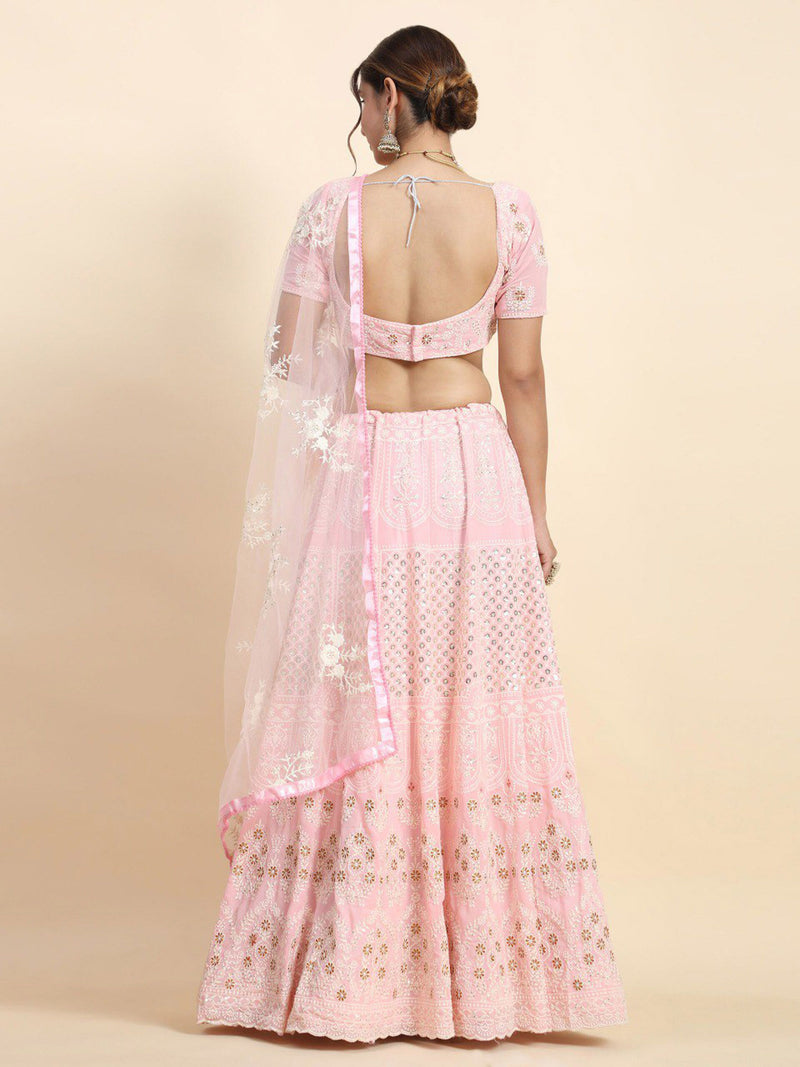 Aastha fashion off pink Lehenga Choli with faux georgette blouse fabric