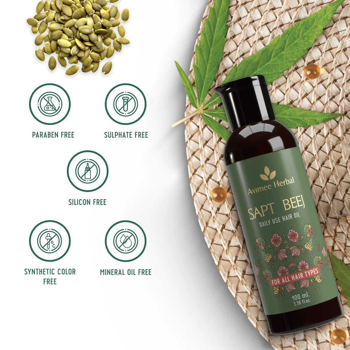 Avimee herbal Saptbeej Hair Oil for Hair Growth, Grey Hair