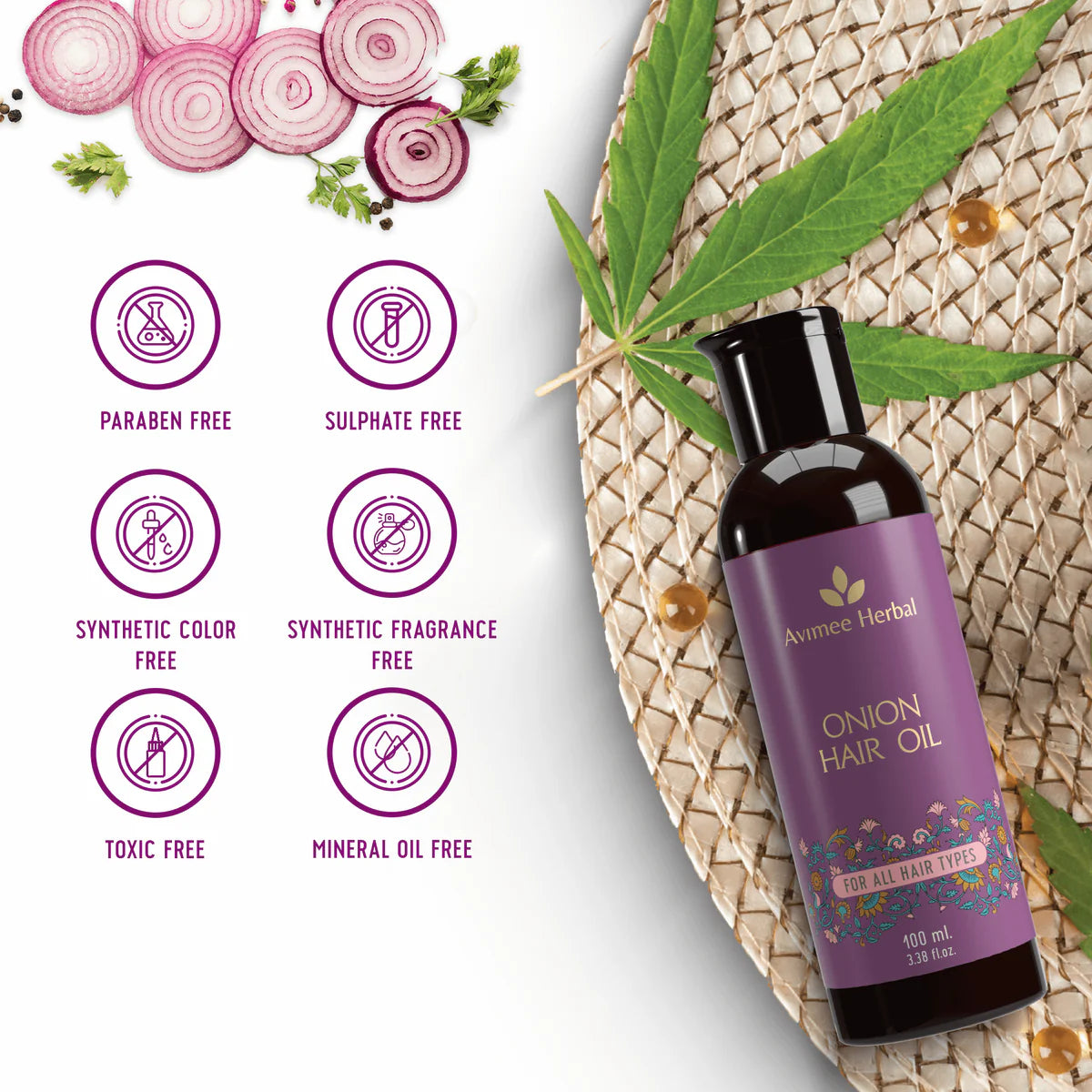 Avimee herbal Onion Hair Oil for Hair Growth and Hair Fall Control