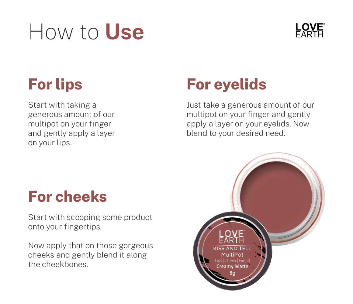Love Earth Lip Tint & Cheek Tint Multipot-Kiss & Tell