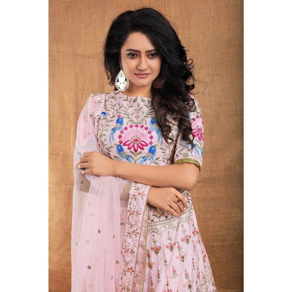 Aastha fashion off pink Lehenga Choli with faux silk blouse fabric