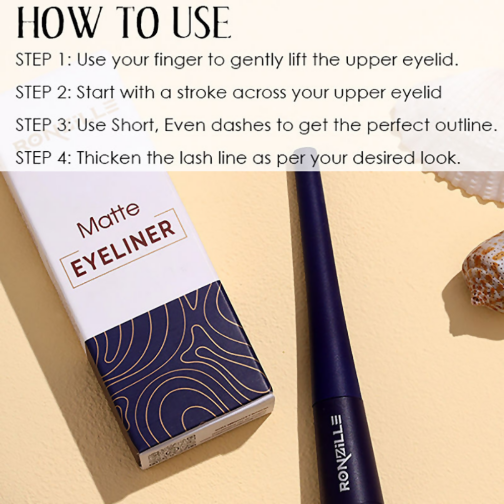 Ronzille Smudgeproof And Waterproof Liquid Matte Eyeliner - Blue