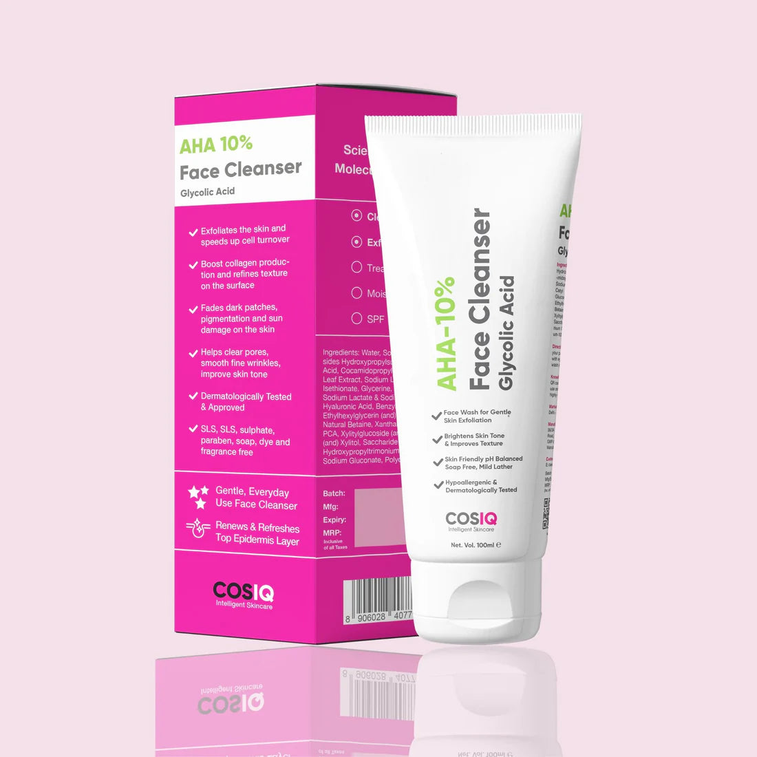 COSIQ Glycolic Acid Face Cleanser AHA-10%, 100ml