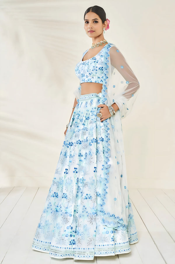 Aastha fashion off white Lehenga Choli with faux georgette blouse fabric