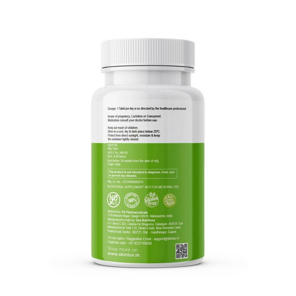 SkinLuv Plant Based Vegan Biotin 10000mcg Sugar Free Veg Tablet