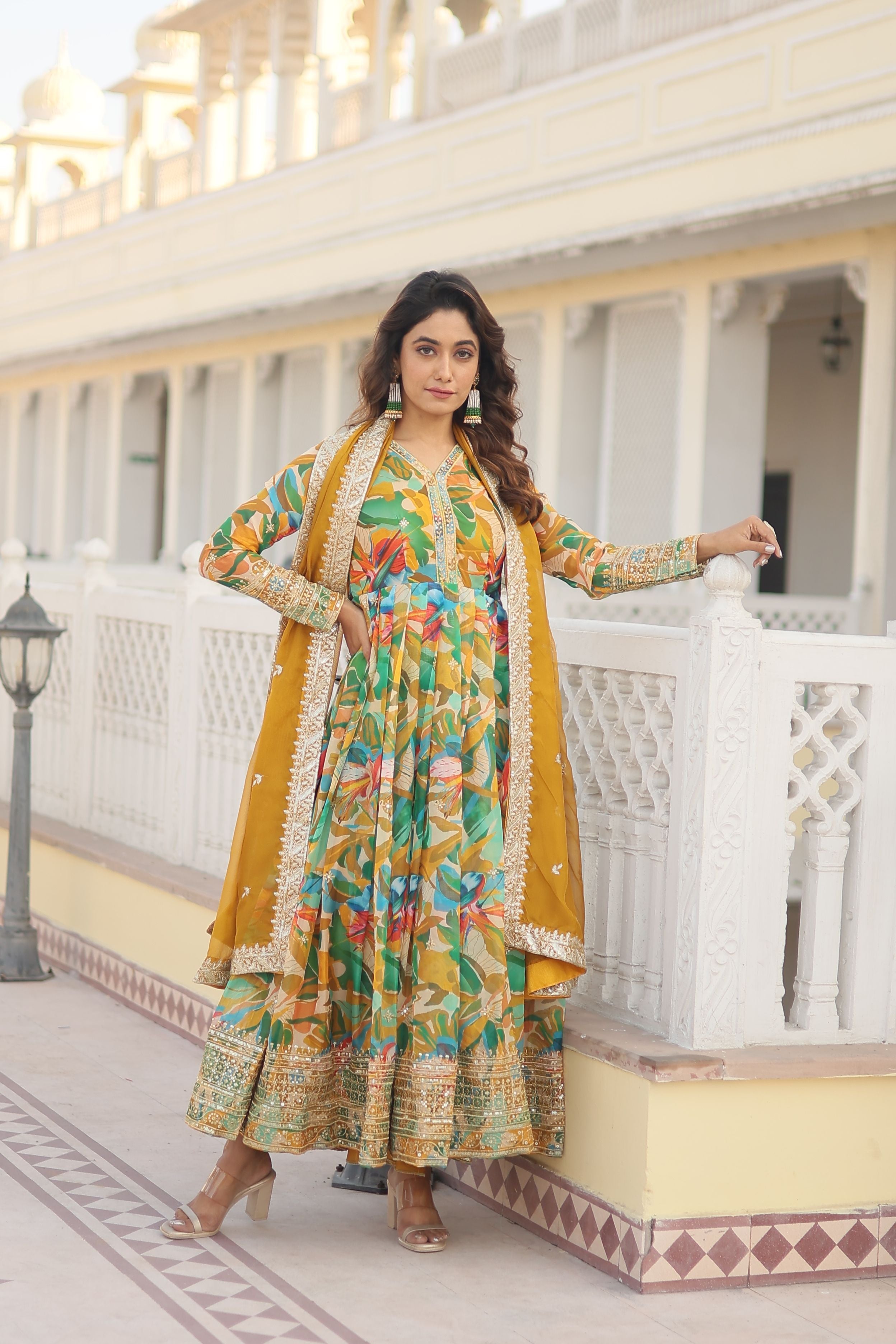 Aastha Multi Faux with Gown Russian silk