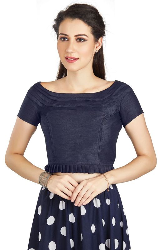 Aastha fashion Black Art Sleek Pleated Neck Blouse Work Princece Blouse