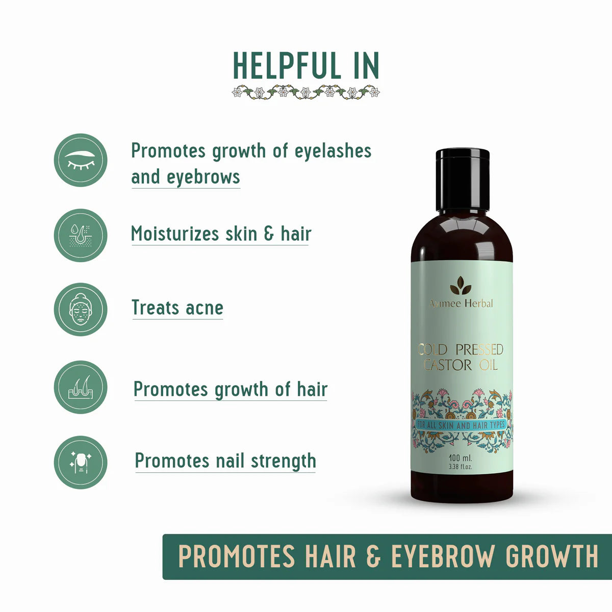 Avimee herbal Cold Pressed Castor Oil for Hair Growth