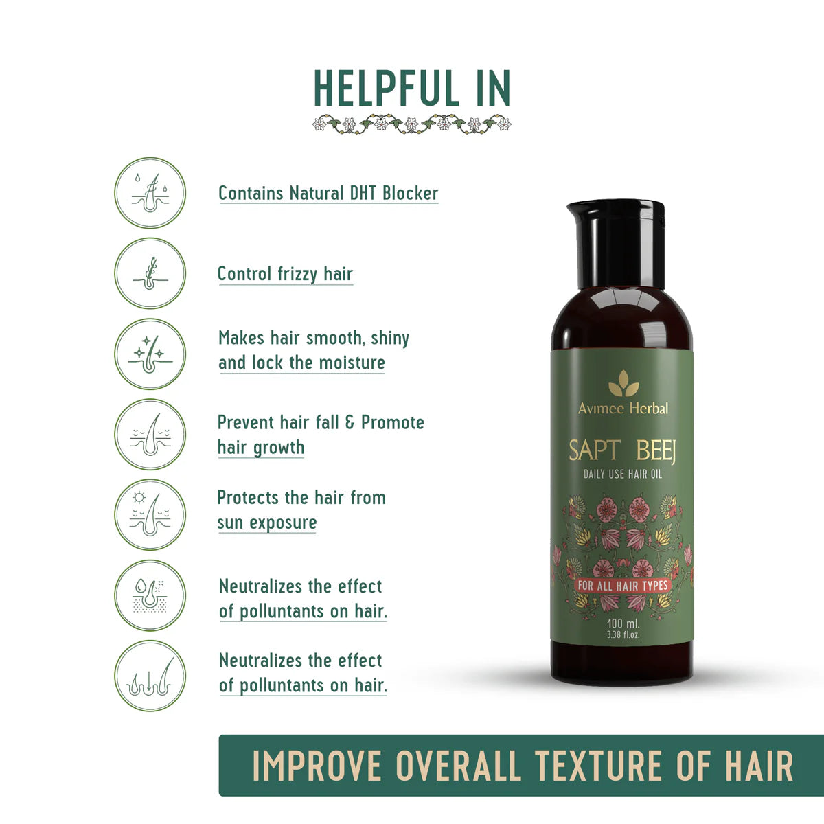 Avimee herbal Saptbeej Hair Oil for Hair Growth, Grey Hair