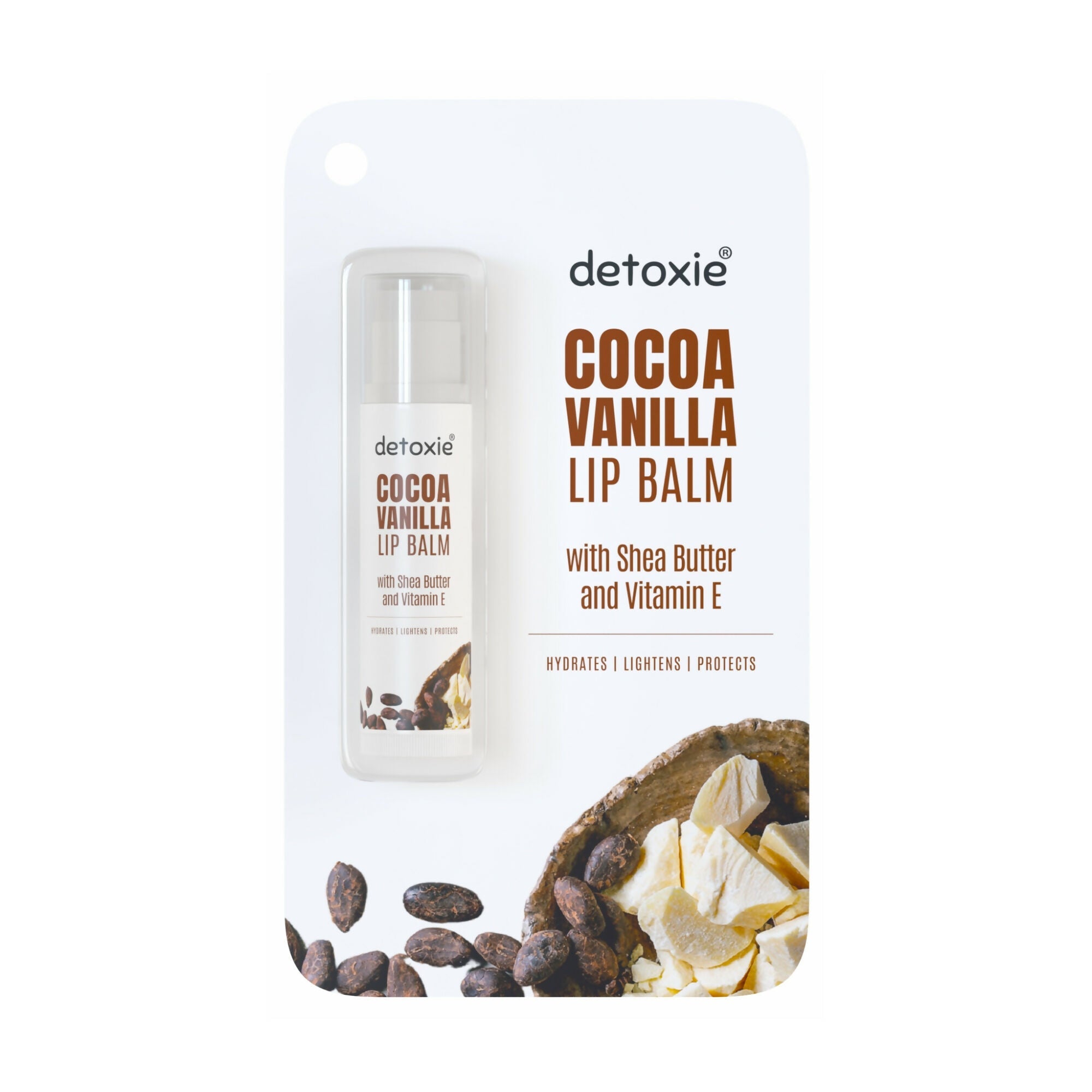 Detoxie Lip Balms Coffee & Cocoa Vanilla With Shea Butter Vitamin E and Liquorice