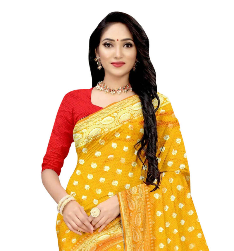 Vamika Mustard Weaving Banarasi Jacquard Saree