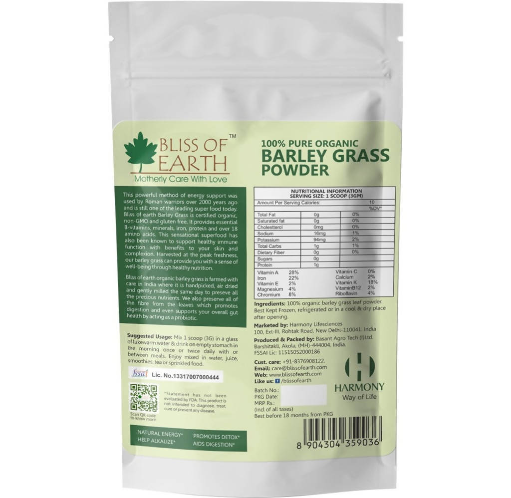 Bliss of Earth 100% Pure Organic Barley Grass Powder