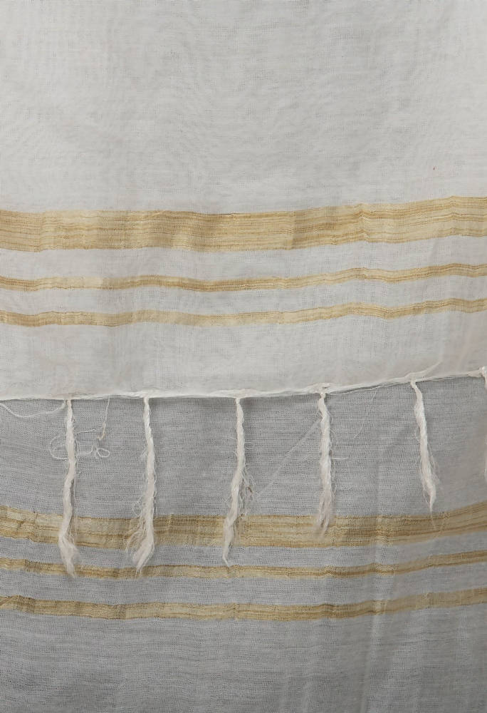 Mominos Fashion Moeza Slub Cotton White Dupatta