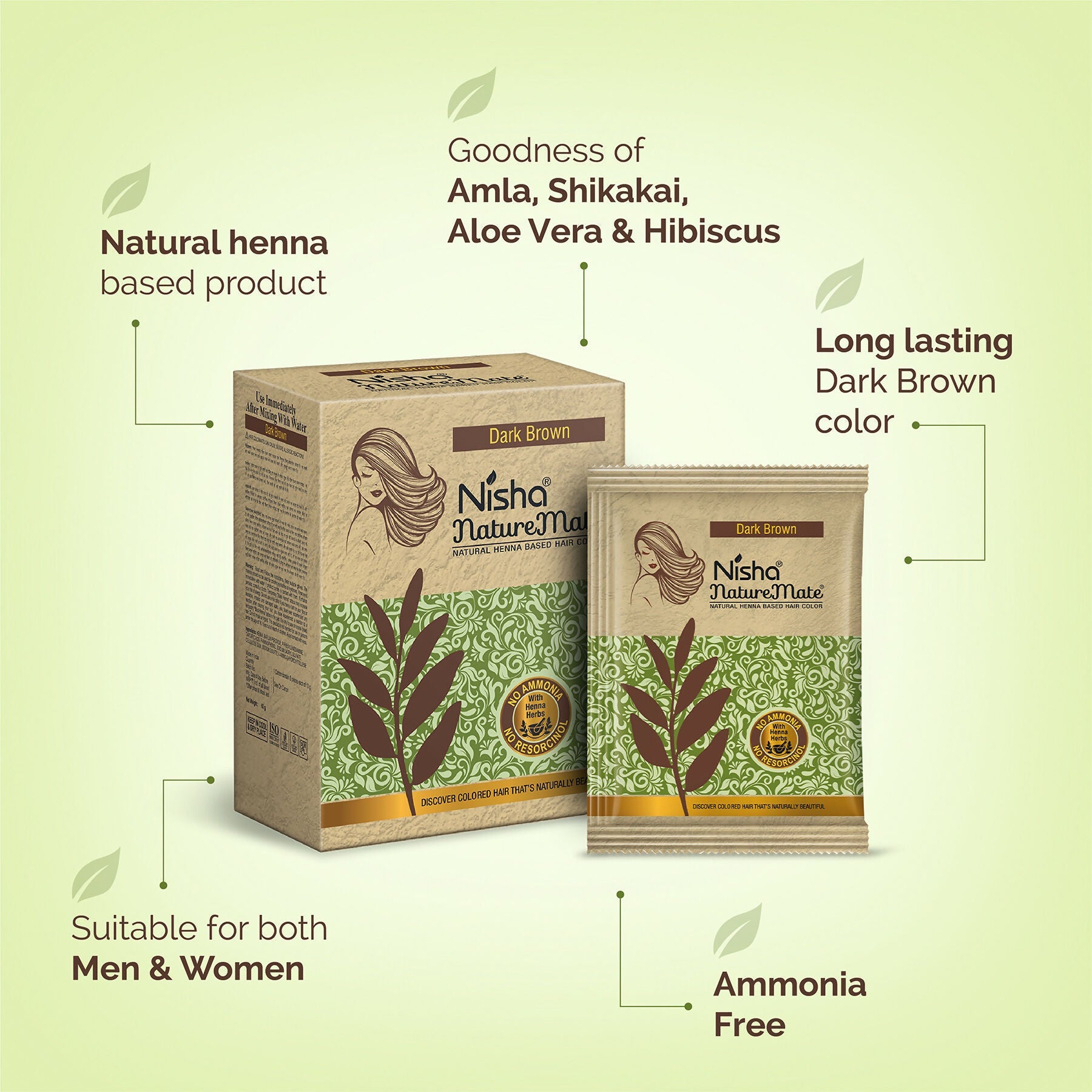 Nisha Naturemate Natural Henna-Based Hair Color - Dark Brown