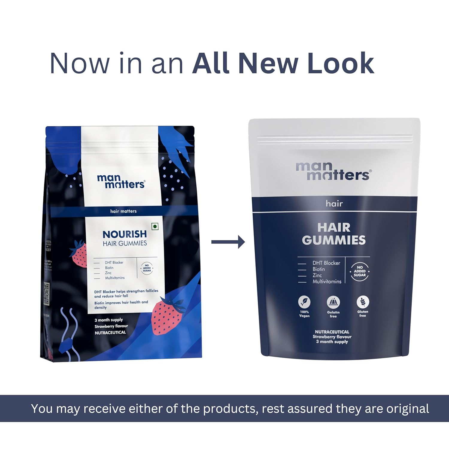 Man Matters Biotin Nourish Hair Gummies With Multivitamins (Sugar Free) - Strawberry Flavor