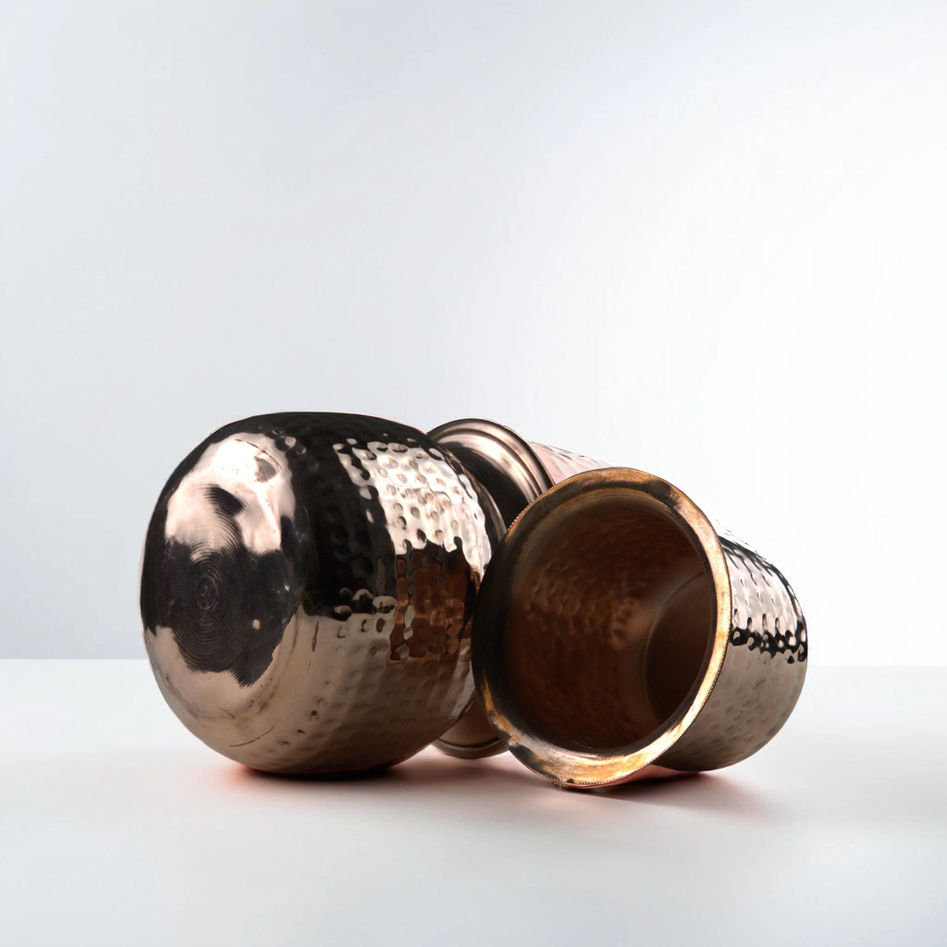 Health Smith Pure Copper Cashew Lota & Tumbler with Hammered Finish