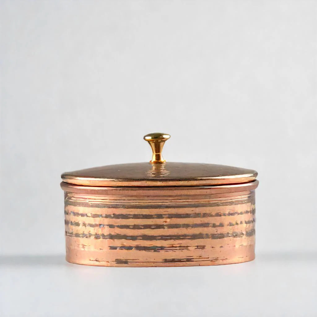 Health Smith Pure Copper Multipurpose Box | Copper Utensils for Kitchen | Hammered Finish