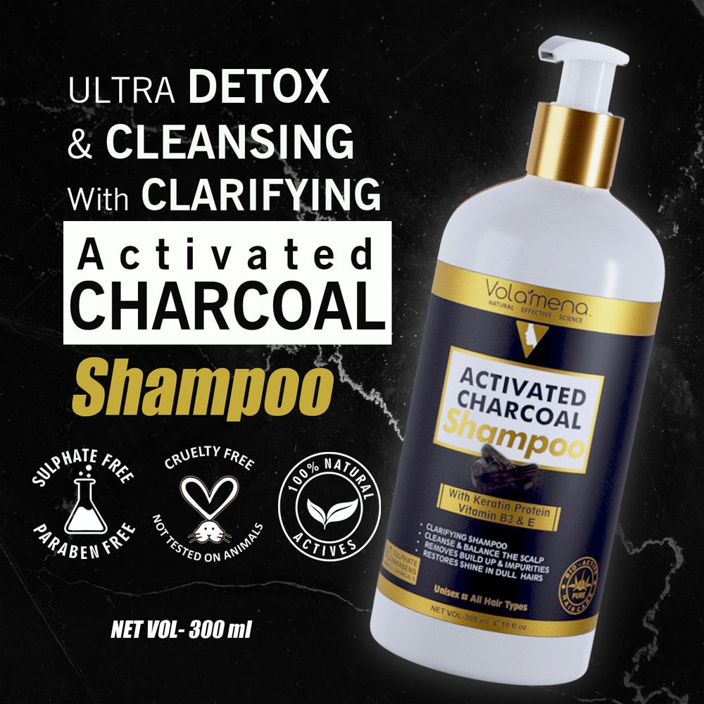 Volamena Activated Charcoal Hair Shampoo For Dandruff & hair Fall Control 300 ml