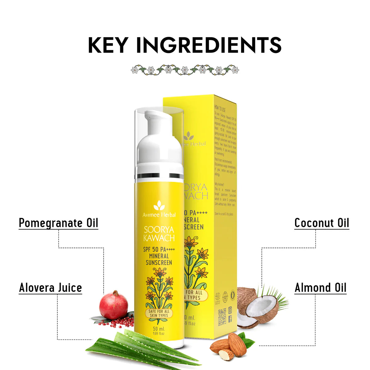 Avimee herbal Soorya Kawach SPF50 PA++++ 100% Mineral Sunscreen