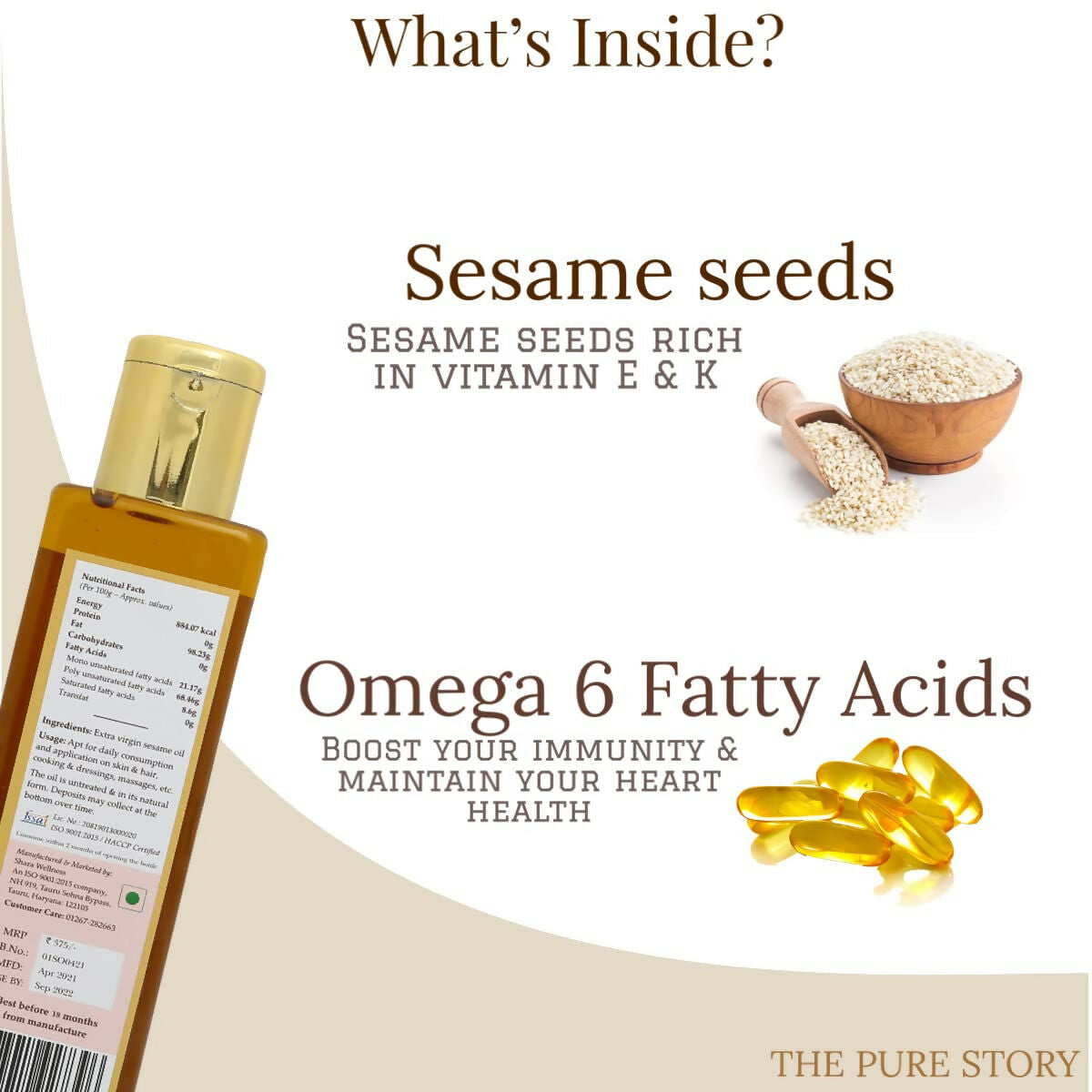The Pure Story Natural Cold Pressed Oil for Hair & Skin with Seasame