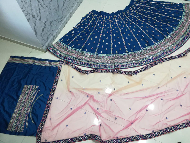 Aastha fashion off blue Lehenga Choli with chinon blouse fabric